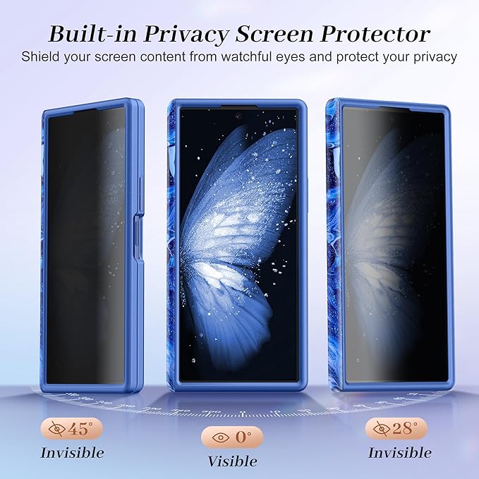 GVIEWIN for Samsung Galaxy Z Fold 7 Case with Privacy Screen Protector [Compatible with Magsafe][Built-in Kickstand] Magnetic Full-Body Hinge Protection Slim Phone Case for Z Fold 7, Star Abyss/Blue