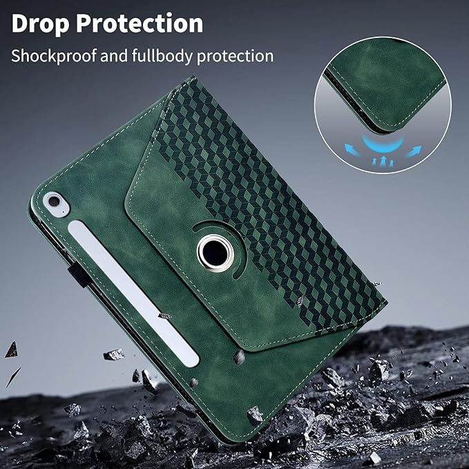 Case for Samsung Galaxy Tab S10 FE Plus 13.1 Inch 2025 (SM-X620/X626),360 Degree Rotating PU Leather Folio Protective Cover with Auto Sleep/Wake,Card Holder&Shoulder Strap for Woman Man,Green