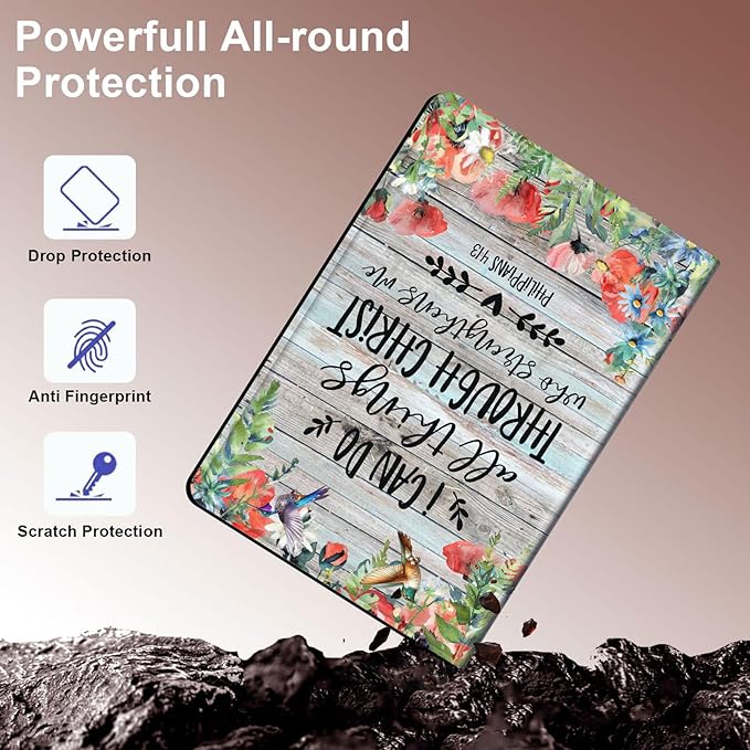 Case for Samsung Galaxy Tab S10 Ultra/Galaxy Tab S9/S8 Ultra 14.6-Inch, Slim PU Leather Stand Cover with Auto Wake/Sleep, Multi-Angle Viewing & Shockproof, Philippians 4:13