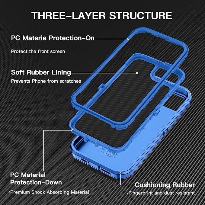 for iPhone 16e Case [Compatible with MagSafe] Shockproof 3-Layer Full Body Protection [Without Screen Protector] Rugged Heavy Duty Cover Case for Apple iPhone 16e 6.1" 2025,Sea Blue
