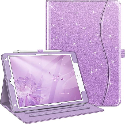 Fintie Case for iPad 9th / 8th / 7th Generation (2021/2020/2019) 10.2 Inch - [Corner Protection] Multi-Angle Viewing Stand Cover with Pocket & Pencil Holder, Auto Sleep Wake, Glittering Purple