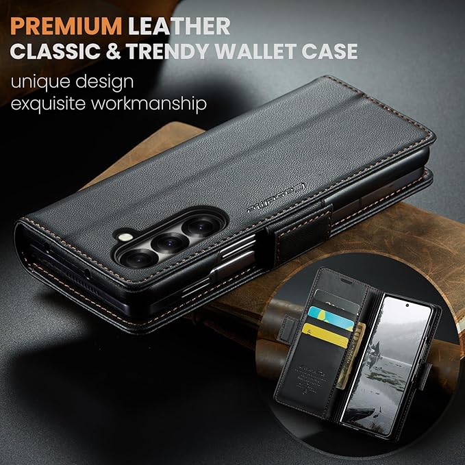 for Samsung Galaxy Z Fold 7 Case, Premium PU Leather Wallet Case Flip Cover with [RFID Blocking][Card Holder][Stand Function] Shockproof Protective for Samsung Galaxy Z Fold 7, Black