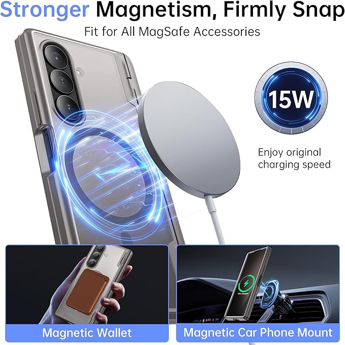 MOBOSI Magnetic for Z Fold 7 Case with Privacy Screen Protector, Compatible with Magsafe, Full-Body Slim Coverage Hinge Protection, Shockproof Phone Cover for Samsung Galaxy Z Fold7, Gray