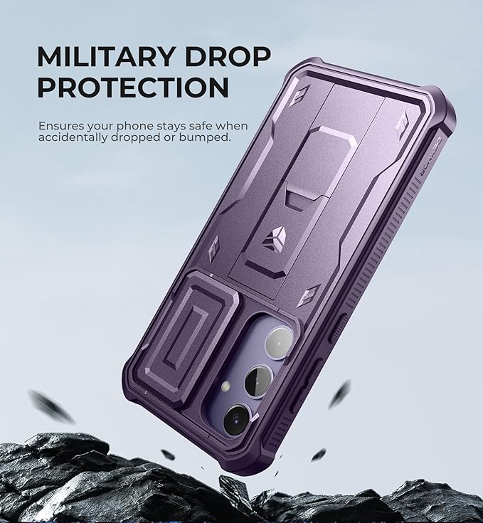 Dexnor for Samsung Galaxy S24 Plus Case with Built-in Slide Camera Cover & Screen Protector & Kickstand, Shockproof Rugged Case Full-Body Bumper Protective Cover for Galaxy S24 Plus (2024),Purple