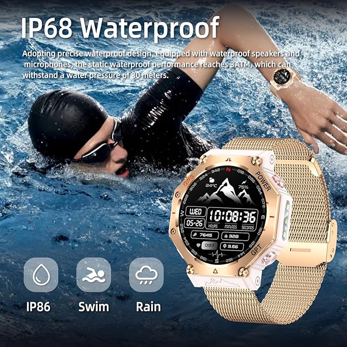 ZL-SW8 (Rose Gold) 1.39" Stylish Smartwatch for Women, Bluetooth Calling, AI Voice Assistant, 107 Sport Modes, 3ATM Waterproof, Fashionable Design, Compatible with Android/iOS