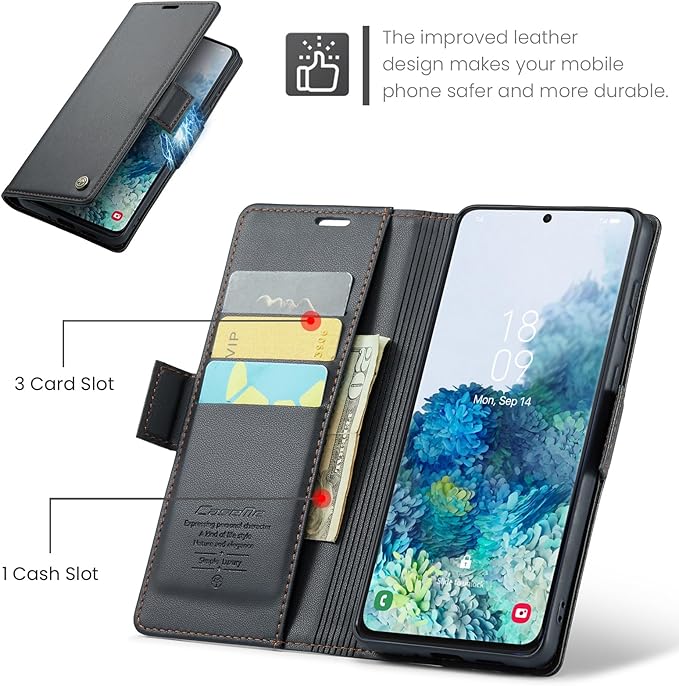 Case for Samsung Galaxy S20 Plus Wallet Case, RFID Blocking PU Leather Flip Folio Cover Card Holder Kickstand Shockproof Phone Case Compatible with Samsung Galaxy S20 Plus, Black