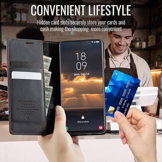 Wallet Case for Samsung Galaxy S20 Ultra Leather Wallet Flip Cover with Card Holder, Kickstand, Magnetic Closure, RFID Blocking TPU Shockproof Phone Case Compatible with S20 Ultra, Black