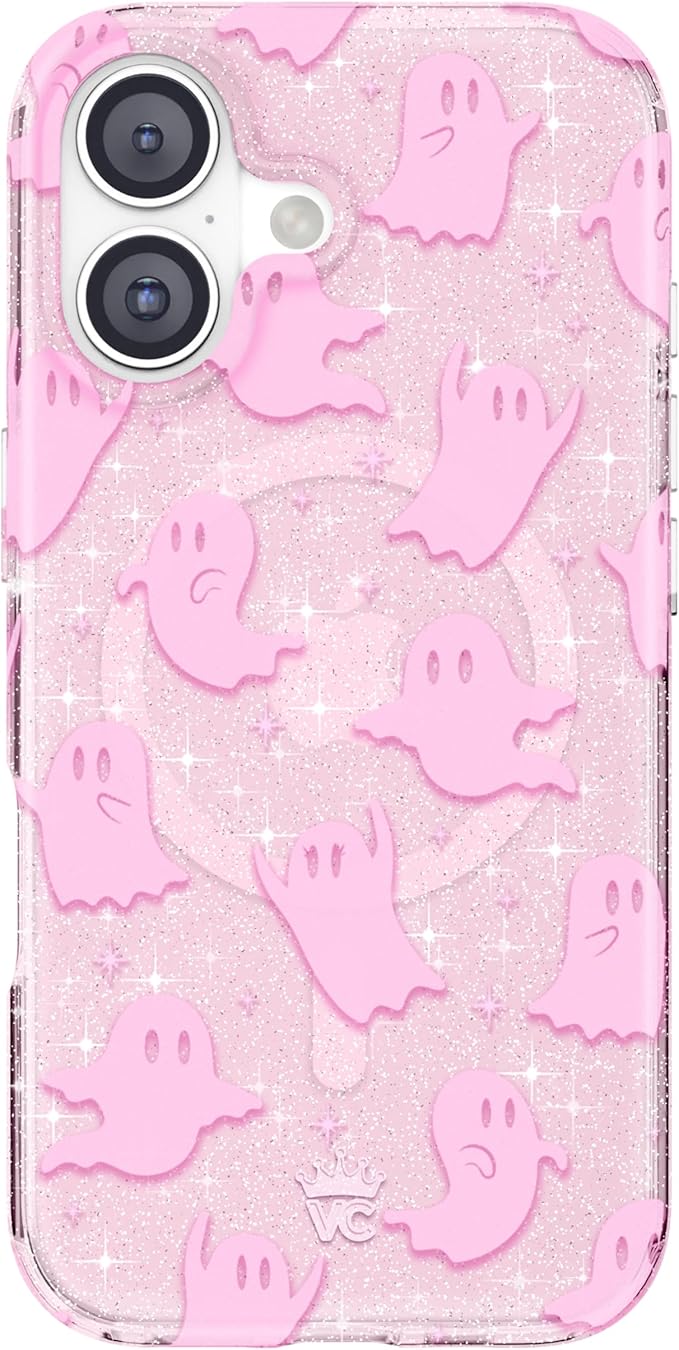 VELVET CAVIAR Case for iPhone 17 | Compatible with MagSafe | 10ft Drop Tested | Protective Halloween Cases | Ghosted Pink Glitter