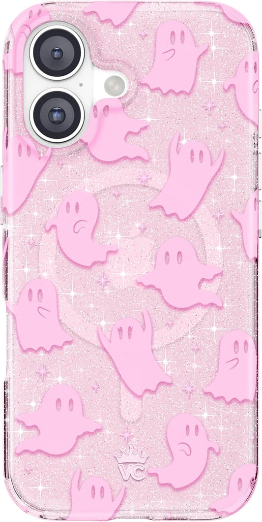 VELVET CAVIAR Case for iPhone 17 | Compatible with MagSafe | 10ft Drop Tested | Protective Halloween Cases | Ghosted Pink Glitter