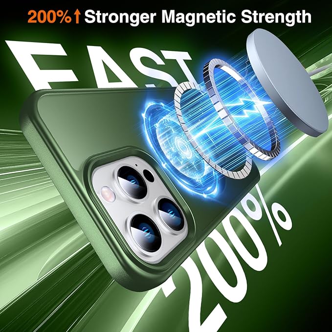 360° O-Ring MagStander for iPhone 14 Pro Case with Magnetic Kickstand Ring Holder [Compatible with MagSafe][360°Rotate Stand Ring][Military Shockproof] iPhone 14 Pro Phone Cover Matte Green