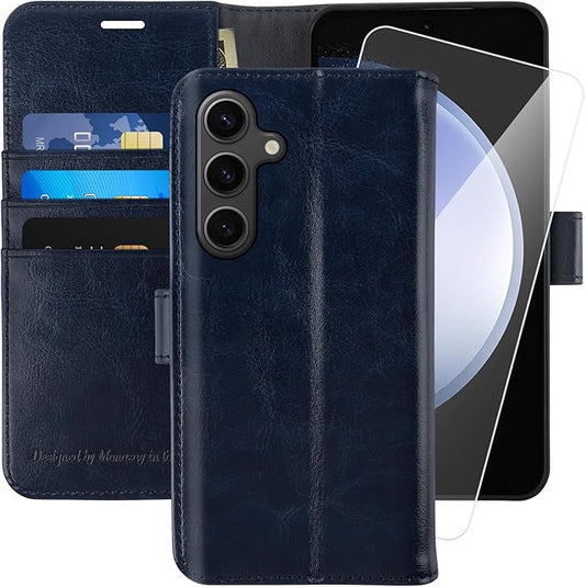 MONASAY Wallet Case Fit for Samsung Galaxy S23 FE 6.4 inch 5G,[RFID Blocking] Flip Folio Leather Cell Phone Cover with Credit Card Holder, Blue