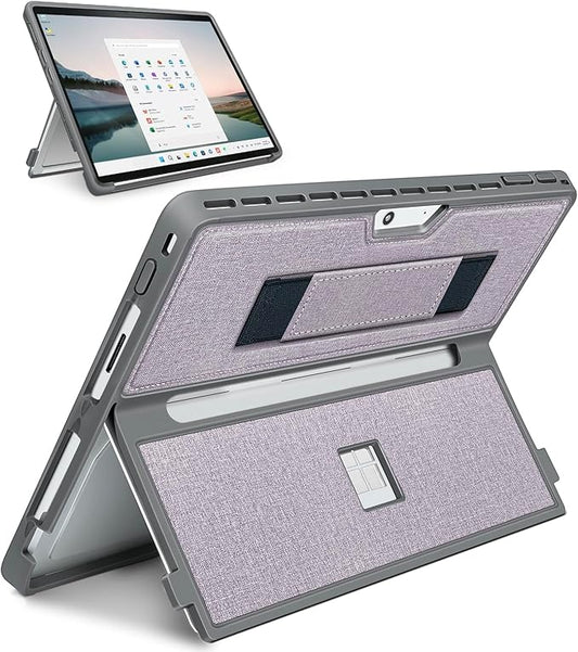 Case fit Microsoft Surface Pro 11/10/9/8 13-Inch, with Stent Cover, Hand Strap, All-in-one Rugged Case Compatible with Type Cover Keyboards,Light Purple