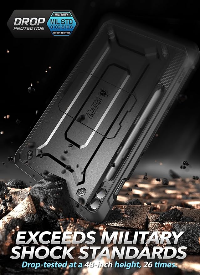 SUPCASE Unicorn Beetle Pro Case for Samsung Galaxy Tab S9 FE Plus 12.4 Inch (2023), with Built-in Screen Protector & Kickstand & S Pen Holder Full-Body Rugged Protective Case (Black)