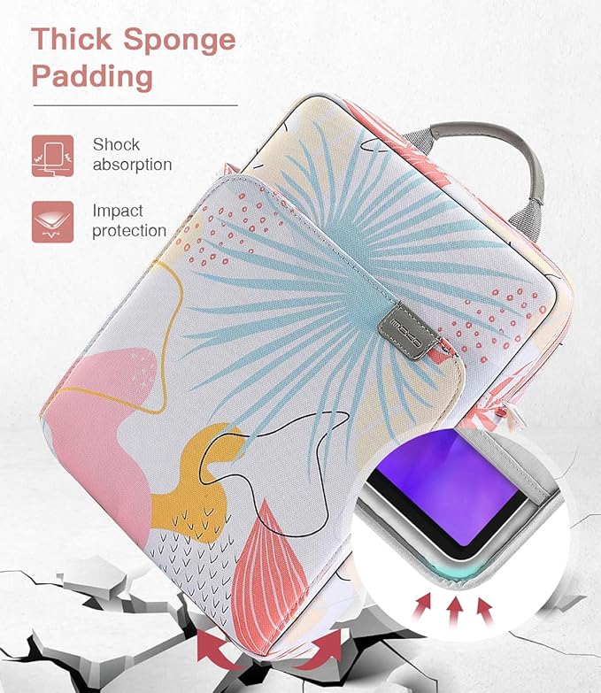 MoKo 9-11 Inch Tablet Sleeve Bag Handle Carrying Case with Shoulder Strap Fits 11inch iPad Air M3, iPad A16 2025, iPadPro M4/Air M2 5/4th 10.9, Tab S8/S9 11, Tropical Leaf