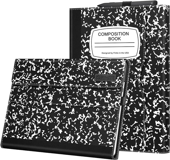Fintie Case for 13 Inch Microsoft Surface Pro 11/10/9 - Multiple Angle Viewing Portfolio Business Cover with Pocket & Stylus Holder, Compatible with Type Cover Keyboard, Composition Book