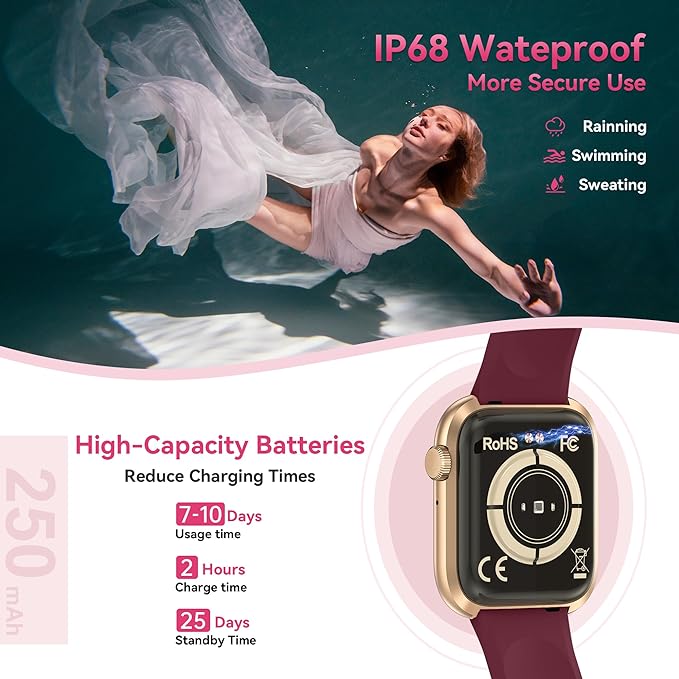 Smart Watch for Men Women, 1.83" Fitness Watch (Answer/Make Call), Smartwatch with Heart Rate/Blood Pressure, Sleep Tracker, Pedometer, 120+ Sport Modes,IP68 Waterproof Fitness Tracker for Android IOS