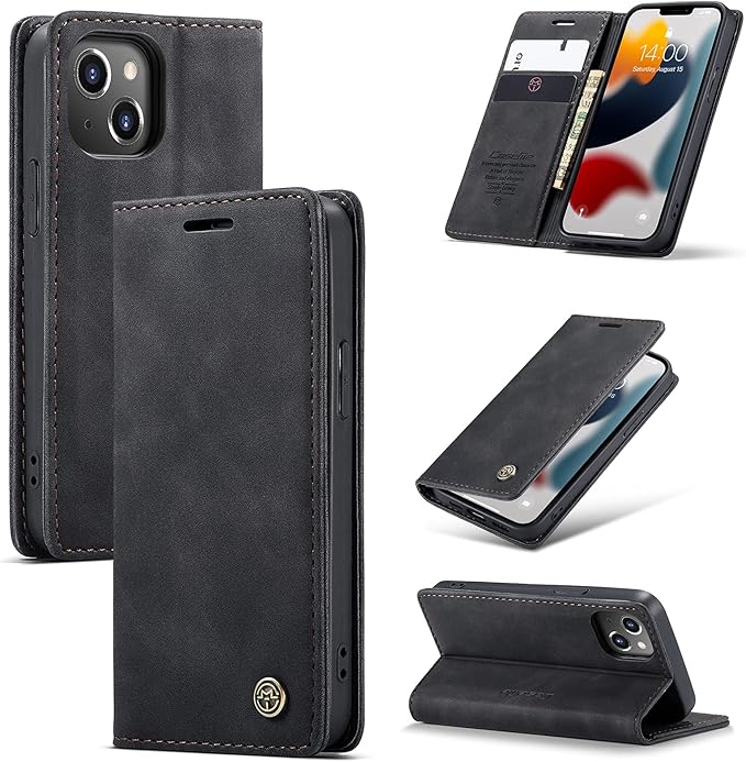 for iPhone 13 Mini Case 5.4", Flip Wallet Leather Case with Card Holder Magnetic Closure Shockproof Kickstand Protective Phone Cases Cover for iPhone 13 Mini,Black
