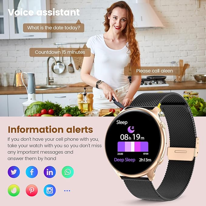 Smart Watches for Women with Menstrual Cycle Tracker, 1.39” HD Smart Watch, Heart Rate/Sleep Monitor, IP67 Waterproof, Women’s Watch Fitness Tracker Compatible with iOS Android