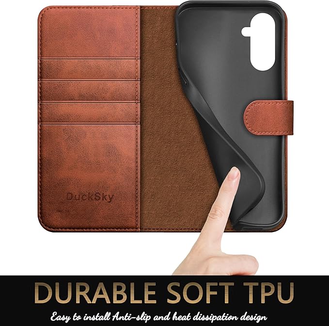 Compatible with Samsung Galaxy S25 Genuine Leather Wallet case【RFID Blocking】【4 Credit Card Holder】【Real Leather】 Flip Folio Book Phone case Cover Women Men for Samsung S25 case Light Brown