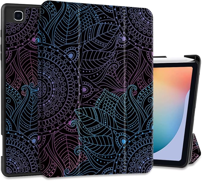 DONGKE Case for Samsung Galaxy Tab S6 Lite 10.4 Inch 2024/2022/2020, Trifold Stand + S Pen Holder + Auto Wake/Sleep + Soft TPU Protective Stand Back Cover, Mandala