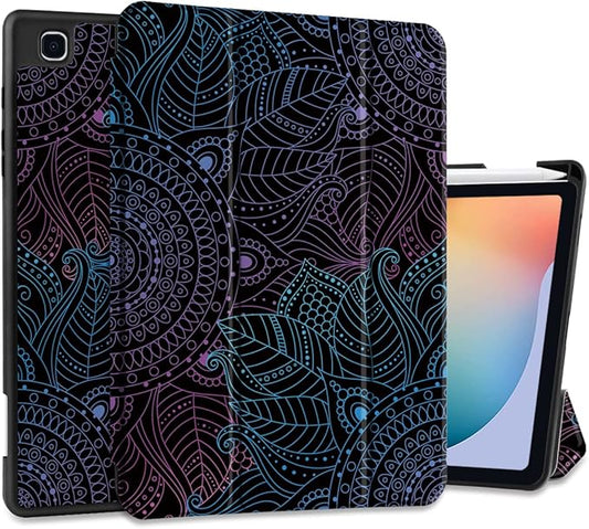 DONGKE Case for Samsung Galaxy Tab S6 Lite 10.4 Inch 2024/2022/2020, Trifold Stand + S Pen Holder + Auto Wake/Sleep + Soft TPU Protective Stand Back Cover, Mandala