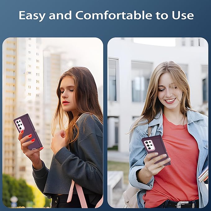 for Samsung Galaxy S22 Ultra Case, with [2 Pack] HD Screen Protector, [Military-Grade] Shockproof Dust/Drop Proof 3-Layer Full Body Protection Heavy Duty Case for Galaxy S22 Ultra, Deep Purple