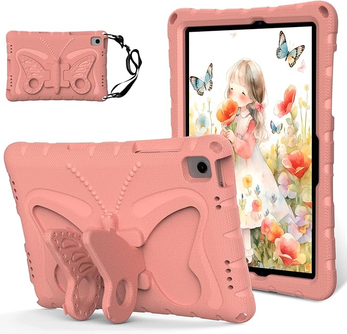 for Samsung Galaxy Tab A9 Plus 10.95" (2023) Case,with Butterfly Wings Kickstand,Detachable Shoulder Strap,EVA Material Light Weight Shockproof Kids Girl Tablet Case for Samsung A9+ (Pink)