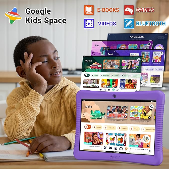 Contixo 10-Inch Kids Tablet - Ages 3-12, 80 Disney eBooks ($350 Value), 32GB Storage, Android, Parental Controls, Silicone Case w/Kickstand, STEM Learning Tablet for Older Kids - Purple