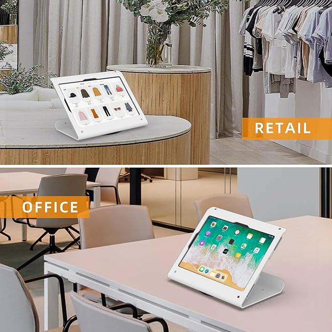 Tablet POS Stand - Heavy Duty Steel Kiosk Stand with 360° Swivel Base Anti-Theft Compatible with 10.9" iPad 10th, Pro 11" 1 2 3 4, Air 4 5, Air 11", iPad 11"(A16) - BSC102WA