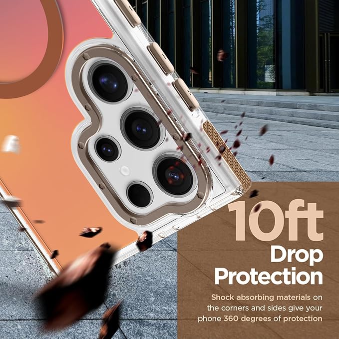 MOWIME Magnetic Case for Samsung Galaxy S24 Ultra [Compatible with Magsafe] [Cute Fashion Fluorescent Design] [1 Screen Protector] Slim Translucent Matte Case for Galaxy S24 Ultra 6.8", Desert