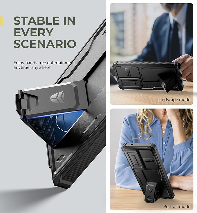 Dexnor for Samsung Galaxy S25 Ultra Case with Built-in Slide Camera Cover & Screen Protector & Kickstand, Heavy-Duty Shockproof Rugged Case Full-Body Bumper Cover for Galaxy S25 Ultra(2025),Black