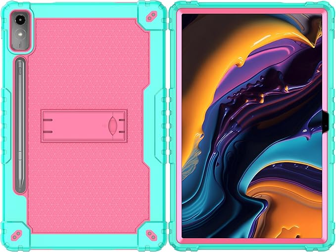 Case for Lenovo Tab P12 12.7 Inches Tablet Case,Heavy-Duty Drop-Proof Shockproof Hybrid Kids Protective Case for Lenovo tab P12/Xiaoxin Pad Pro 12.7" Tablet Case TB370FU/TB371FC (Green/Pink)