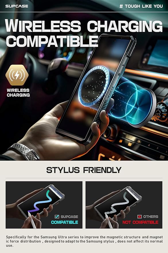 SUPCASE for Samsung Galaxy S24 Ultra Case with Stand [Built-in Camera Cover Kickstand] [S Pen Friendly] [Compatible with MagSafe] Heavy Duty Rugged Magnetic Phone Case for Galaxy S24 Ultra, Guldan