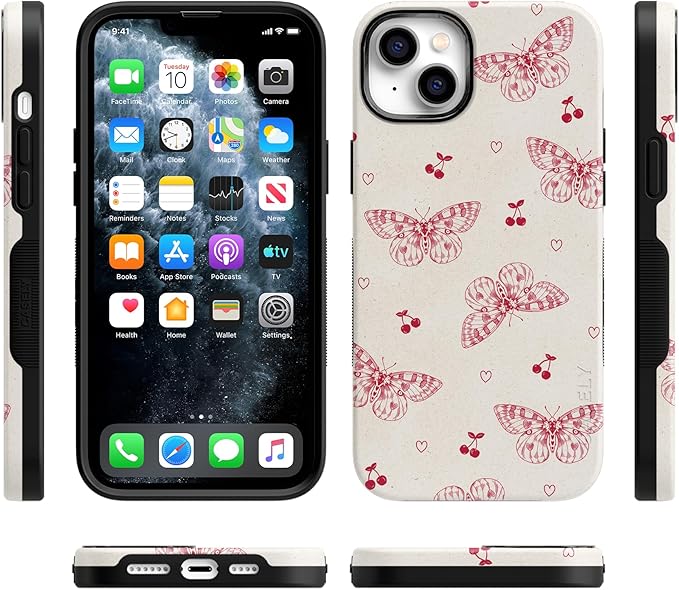 Casely iPhone 14 Case | Heart Flutters | Butterfly | Compatible with MagSafe | Bold Protective Design