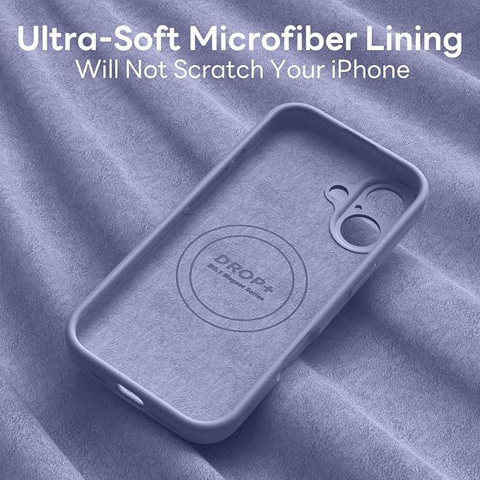 Vooii Magnetic Compatible with iPhone 17 Case (Compatible with Magsafe) (Upgraded Camera Protection) Liquid Silicone Shockproof Full Body Protective Phone Cover for Women Men, Lavender Grey, 6.3"