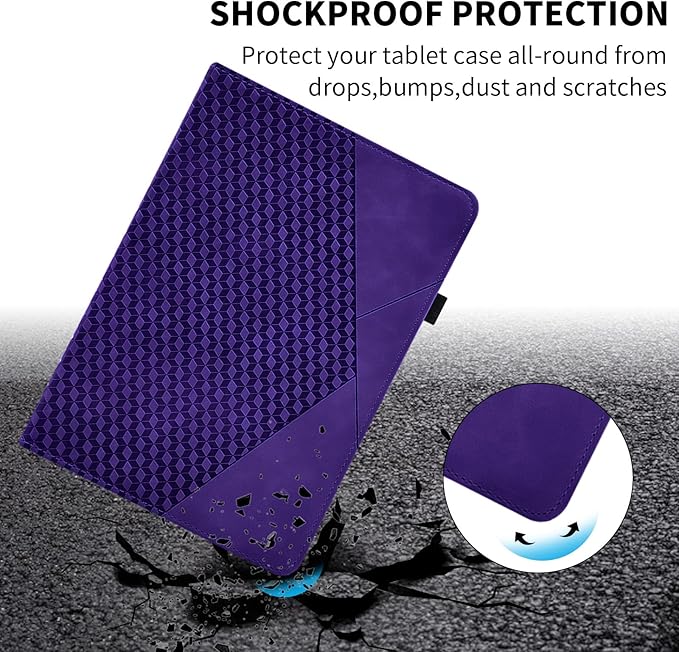 Rotating Case for Samsung Galaxy Tab A 10.1 2019 Model SM-T510/T515,360° Rotating Multi-Angle Viewing Stand Cover PU Leather Business Folio Protective Cases, Purple