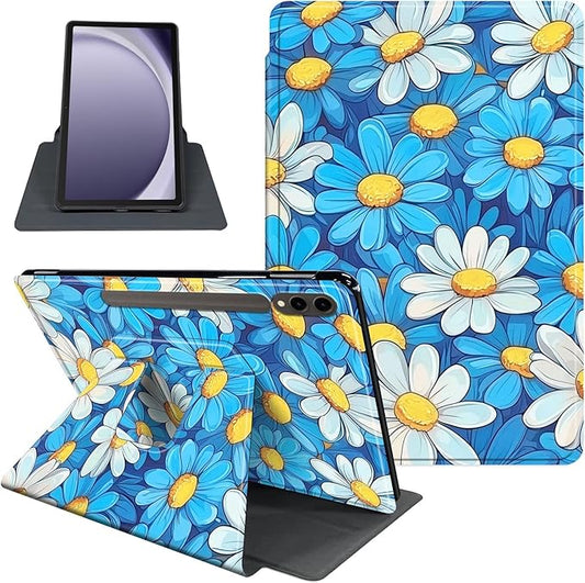 Case for Samsung Galaxy Tab S10 Ultra/Tab S9 Ultra 14.6-Inch, 360 Degree Rotating Folio Stand Smart Cover for Galaxy Tab S10 Ultra/ S9 Ultra 14.6'', Auto Sleep/Wake, Blue Daisies