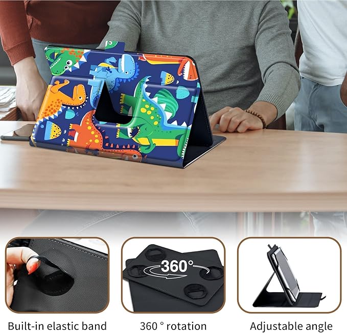 Case for Lenovo Tab P11 Pro Gen 2 11.2" 2022,Mxfdegf 360 Degree Rotating Stand and Magnetic Closure Case for 11.2 inch Lenovo Tab P11 Pro 2nd Generation,Cute Dinosaur
