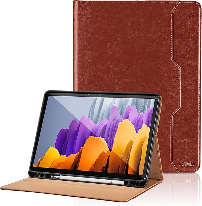 Case for Samsung Galaxy Tab S8 2022/S7 2020 11 Inch - Model (SM-X700/X706/T870/T875/T878) with S Pen Holder, PU Leather Bussiness Flip Case with Hand Strap and Pocket, Brown