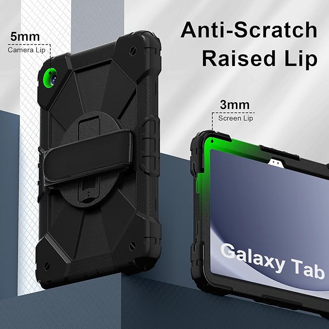 for Samsung Galaxy Tab A9 Plus 11 Inch 2023 (SM-X210/X216/X218), Heavy Duty Hard PC Soft Silicone Rugged Protective Kickstand Shoulder Strap Handle Grip Case for Samsung A9 Plus 11 Inch 2023