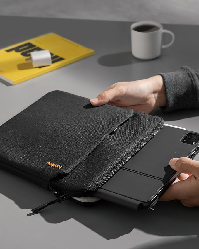 tomtoc Light-B19 Slim 11 Inch Tablet Sleeve Bag for 2025 11-inch iPad A16, iPad Air M3, iPad Pro M4/M2/M1, iPad Air M2 2024, iPad 10/9, Light Shoulder Bag with Acessories Storage, Eco-Friendly Fabric