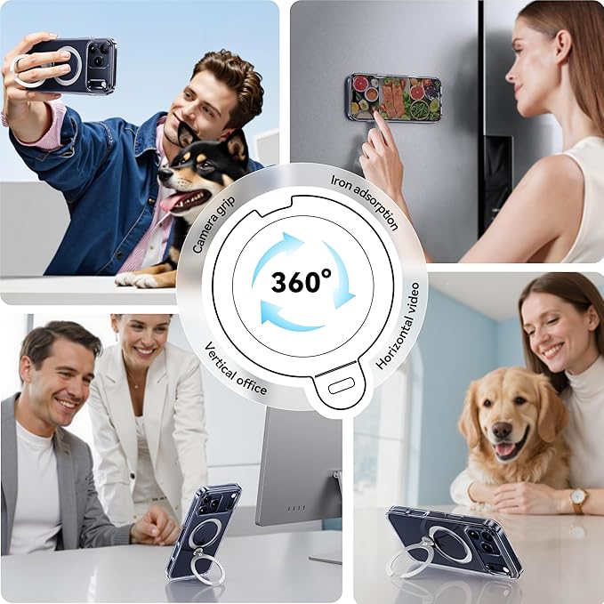 CASEKOO Clear for iPhone 17 Pro Max Case with 360 Spin Magnetic Stand [Fit for MagSafe][17FT Military Protection] Slim Polished for iPhone 17 ProMax Case with Stand 6.9'', Clear