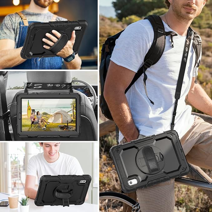 HXCASEAC Case for Lenovo Tab M9 2024/2023 (TB-310FU), with Screen Protector/Rotating Hand Strap/Sturdy Stand, Protective Cover for Lenovo M9 Tablet Case 9 inch, Black