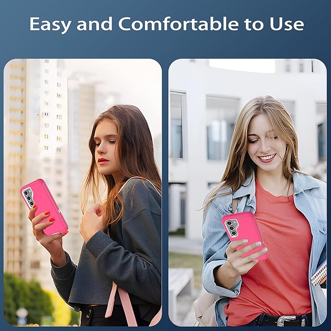 for Samsung Galaxy S23+ Plus Case with [2 Pack] HD Screen Protector, [Military-Grade] Shockproof Dust/Drop Proof 3-Layer Full Body Protection Heavy Duty Case for Galaxy S23 Plus, Pink