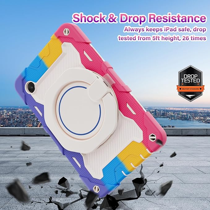 ROISKIN Case for Samsung Tab A9 (8.7 Inch) with HD Screen Protector & Shoulder Strap,Kids Friendly Case for Galaxy Tablet A9 SM-X110/X115/X117 with 360 Kickstand,Heavy Duty Drop Protection