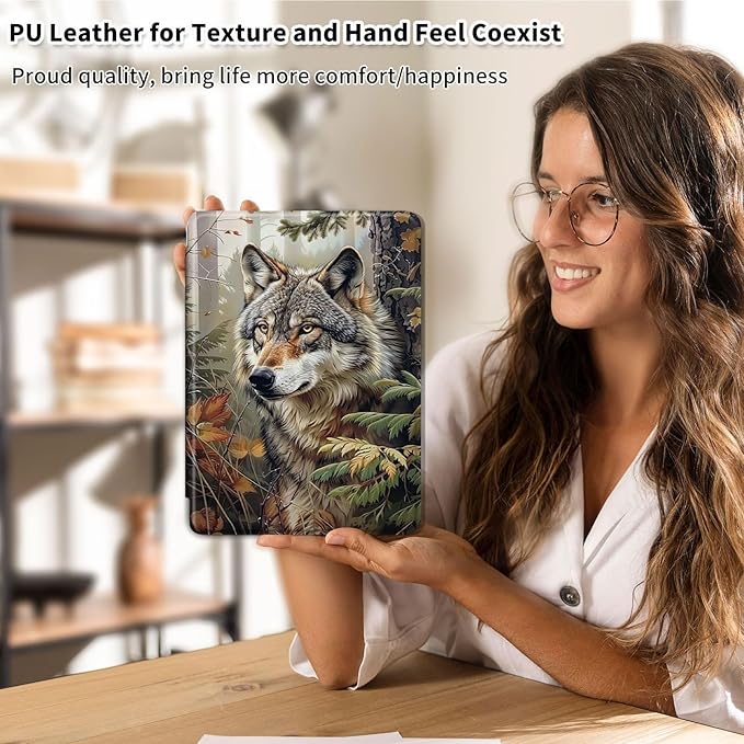 Case for Samsung Galaxy Tab S10 FE / S9 FE 5G 10.9 inch & Tab S9 11 inch, PU Leather 360° Rotating Stand Cover, Auto Sleep/Wake, Folio Smart Protective Cover, Wolf 3