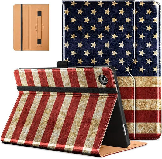 DTTO for Samsung Galaxy Tab A9 Plus 11 inch Case 2023, Premium Leather Business Folio Stand Cover with Hand Strap for Galaxy Tab A9+ 11'' 2023 Model (SM-X210/X216/X218) - Auto Wake/Sleep, US Flag