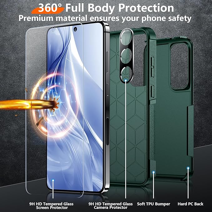 Red2Fire for Samsung Galaxy S25 Plus Case, [Military Grade Shockproof] Heavy Duty Protection Phone Case for S25 Plus Case,Dark Green