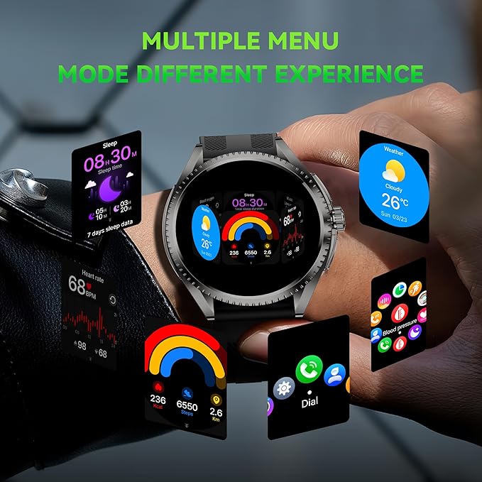 Military Smart Watch for Men (2025/Voice Assistant) Large 1.75-inch HD AMOLED Tactical Smartwatch for Android iOS 100+ Sport Mode Fitness Tracker with Heart Rate SpO2 Sleep Monitor IP67 Waterproof