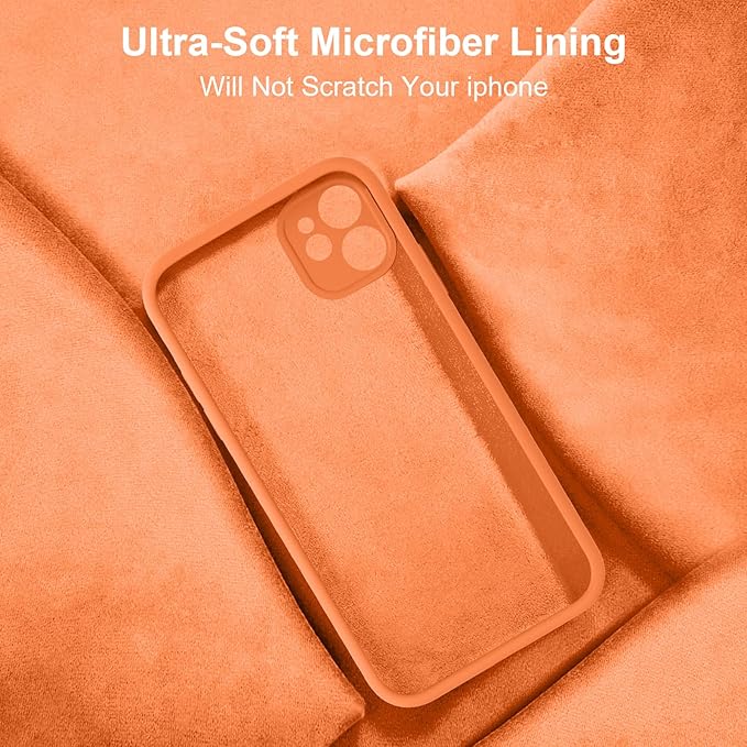 Vooii Compatible with iPhone 11 Case, Upgraded Liquid Silicone with [Flat Edges] [Camera Protection] [Soft Anti-Scratch Microfiber Lining] Phone Case for iPhone 11 6.1 inch - Bright Orange